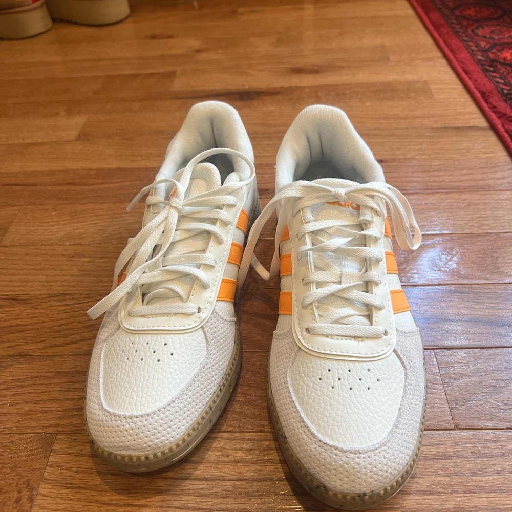 Adidas White Sneakers with Orange Accents